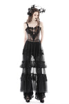 Gothic sexy transparent hearted layer lace mesh maxi dress DW814