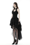 Gothic sexy claw chest high low lace halter dress DW852