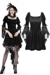 Gothic princess bell lace sleeves velvet dress DW858