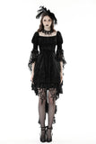 Gothic princess bell lace sleeves velvet dress DW858