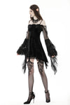 Gothic ruffle horn sleeves off-shoulder velvet dress DW864