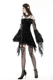 Gothic ruffle horn sleeves off-shoulder velvet dress DW864