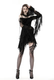 Gothic ruffle horn sleeves off-shoulder velvet dress DW864