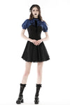 Blue black strip frilly collar dress DW866