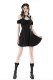 Black sexy lace up collar strap dress DW868