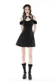 Black sexy lace up collar strap dress DW868