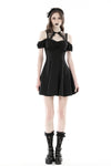 Black sexy lace up collar strap dress DW868