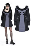 Gothic pinstripe ruffle neck academism dress DW904