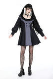 Gothic pinstripe ruffle neck academism dress DW904