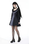 Gothic pinstripe ruffle neck academism dress DW904