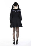 Gothic pinstripe ruffle neck academism dress DW904