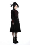 Gothic vampire black spelling out scarlet red velvet dress DW913