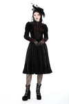 Gothic vampire black spelling out scarlet red velvet dress DW913