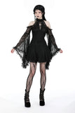 Gothic lost girl sexy shoulder bell lace sleeves dress DW929