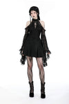 Gothic lost girl sexy shoulder bell lace sleeves dress DW929