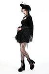 Gothic luxe lace-trim pattern velvet dress DW930