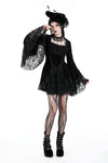 Gothic luxe lace-trim pattern velvet dress DW930