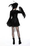 Gothic luxe lace-trim pattern velvet dress DW930