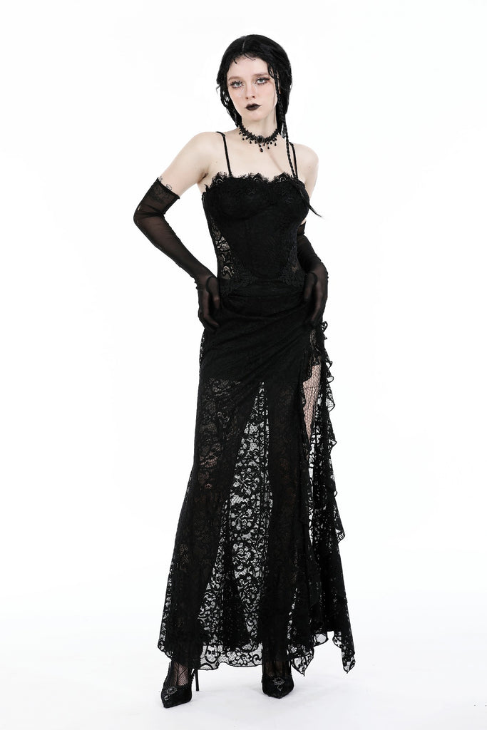 Gothic lace see-through sexy waist lace maxi strap dress DW935 M Gothic lace see-through sexy waist lace maxi strap dress DW935 M