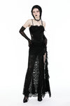 Gothic lace see-through sexy waist lace maxi strap dress DW935