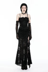 Gothic lace see-through sexy waist lace maxi strap dress DW935