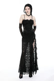 Gothic lace see-through sexy waist lace maxi strap dress DW935