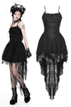 Gothic black rose bloom dovetail lace dress DW937