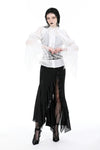 White ruffle neck and sleeves sexy strip blouse IW109