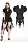 Deep V-neck gothic pleated blouse IW112-1