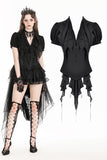 Deep V-neck gothic pleated blouse IW112-1