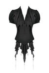Deep V-neck gothic pleated blouse IW112-1