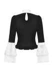 Elegant Gothic Black and White Doll Blouse IW123
