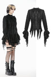 Tattered Silhouette Gothic Shirt with Burnt-Edge Lace IW128