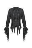 Tattered Silhouette Gothic Shirt with Burnt-Edge Lace IW128