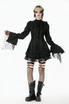 Tattered Silhouette Gothic Shirt with Burnt-Edge Lace IW128