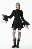 Tattered Silhouette Gothic Shirt with Burnt-Edge Lace IW128