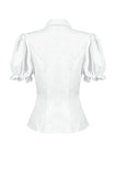 Gothic White Blouse with Lace Cravat & Jewel Brooch IW129