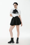 Gothic White Blouse with Lace Cravat & Jewel Brooch IW129