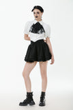 Gothic White Blouse with Lace Cravat & Jewel Brooch IW129