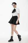 Gothic White Blouse with Lace Cravat & Jewel Brooch IW129
