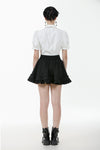 Gothic White Blouse with Lace Cravat & Jewel Brooch IW129
