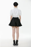 Gothic White Blouse with Lace Cravat & Jewel Brooch IW129