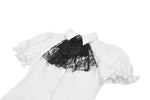 Gothic White Blouse with Lace Cravat & Jewel Brooch IW129