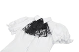 Gothic White Blouse with Lace Cravat & Jewel Brooch IW129