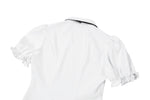 Gothic White Blouse with Lace Cravat & Jewel Brooch IW129
