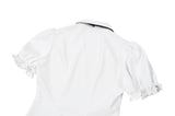 Gothic White Blouse with Lace Cravat & Jewel Brooch IW129