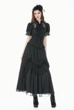 Vintage Lolita Blouse with Pinstripe Texture, Guipure Lace and Detachable Cameo Bow IW146BK