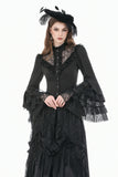 Victorian Gothic Blouse with Ruffled Collar and Layered Lace Bell Sleeves IW147