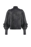 Gothic Victorian Blouse with Rose Jacquard and Ruffled Lace Jabot IW148