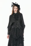 Gothic Victorian Blouse with Rose Jacquard and Ruffled Lace Jabot IW148